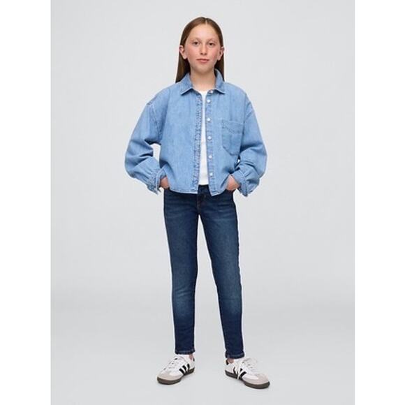 GAP Kids 12 Mid Rise Everyday Super Skinny Jeans Dark Indigo Wash Stretch Denim - Picture 1 of 12